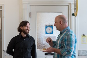 Dave Lloyd, adminstrator of CCS, talking to Chris Pitzer