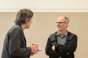 Tom Kaczynskyi talking with James Sturm.