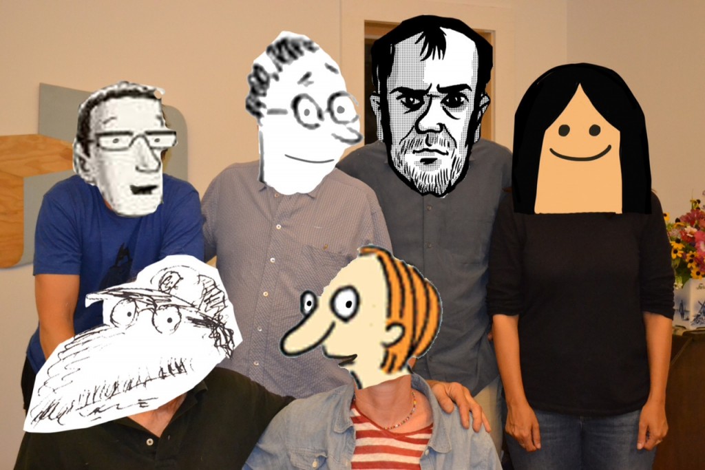 The guests who came for David's lecture as dolled up by Mitra Farmand.
