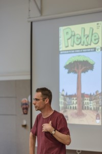 One of Dylan's first big projects was Pickle, ended up as a serialization of his first graphic novel.