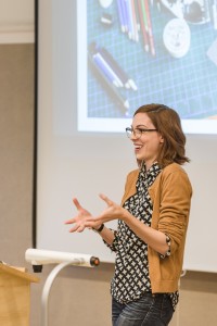 Meags discusses her tools, one of the students favorite parts of a visiting artist.