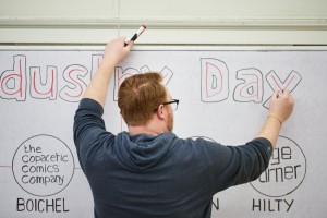 Luke still working on the sign!