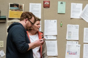 Here's Luke being professional again with Michelle, but he doesn't know Michelle secret love of silliness. (It's not that secret.)