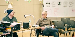 Luke keeps it professional with CCS founder and teacher James Sturm.