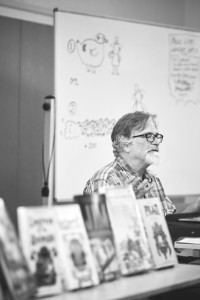Woodring with his books