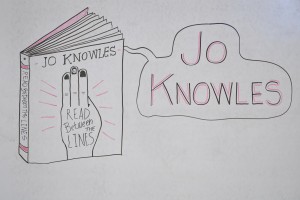 Knowles's visiting artist board, drawn by Luke Howard