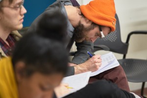Moss Bastille busy taking notes