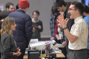 Jeremy in discussion with Jess Johnson ('18) 