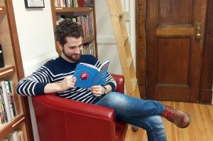 Librarian Jarad Greene taking a quick peruse 