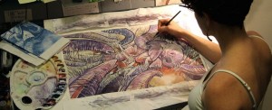 Katherine Roy working on an image