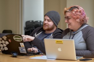 Steph and her husband, John, hard at work