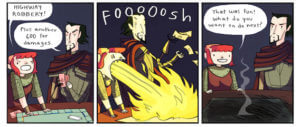 A panel from Nimona by Noelle Stevenson