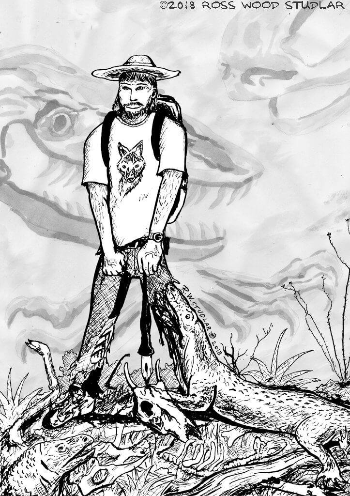 Ross Wood Studlar self portrait with komodo dragons