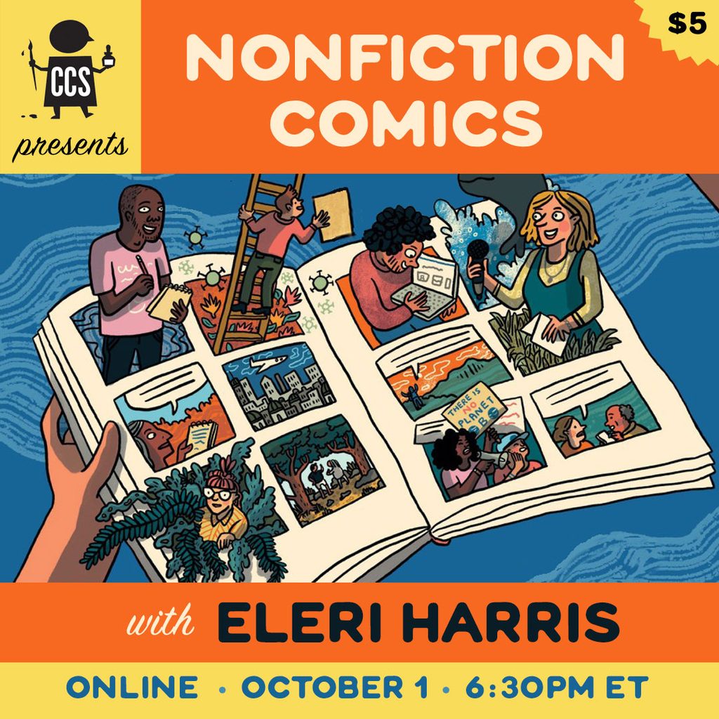 Nonfiction Comics seminar promotion image featuring illustration from book cover of Nonfiction Comics. Nonfiction Comics.