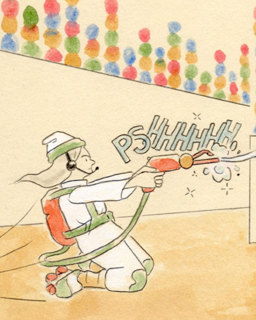 Drawing panel from comic featuring main character